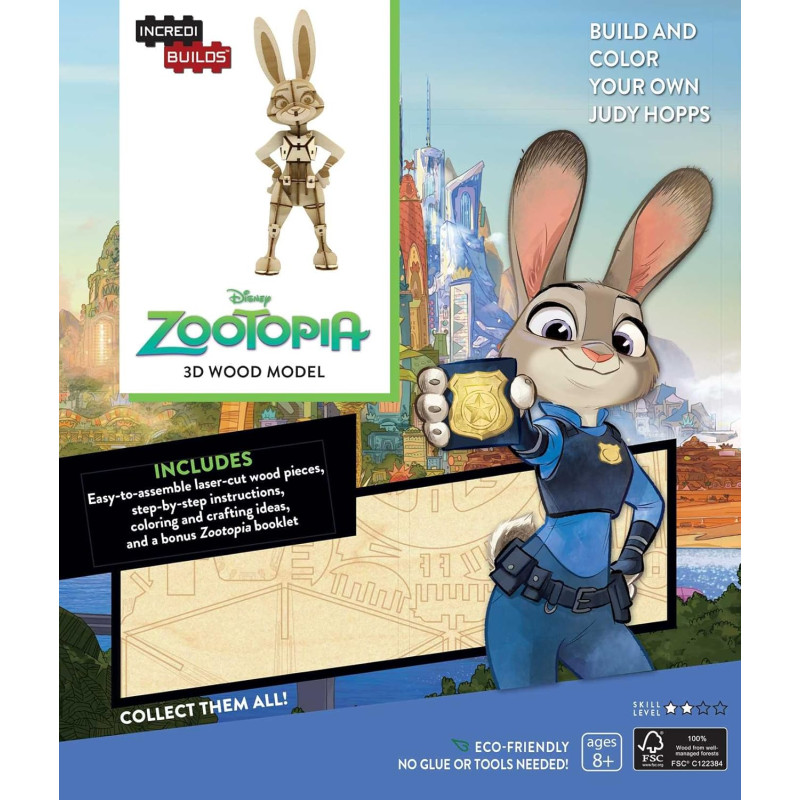 Zootopia 3D Wood Model: Build and Color Your Own Judy Hopps (IncrediBuilds)