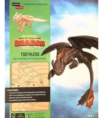 Toothless Deluxe Book and 3D Wood Model (IncrediBuilds, How to Train Your Dragon: The Hidden World)