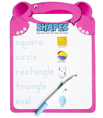 Active Minds - Shapes Write-and Erase Wipe Clean Elephant Learning Board by Sequoia Children's Publishing