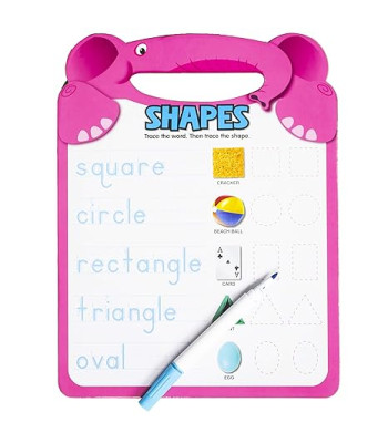 Active Minds - Shapes Write-and Erase Wipe Clean Elephant Learning Board by Sequoia Children's Publishing