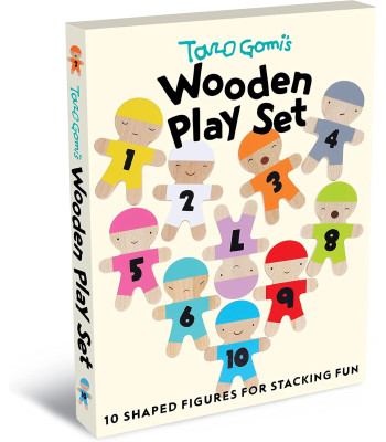 Chronicle Books Taro Gomi's Wooden Play Set - 10 Shapes Figured for Stacking Fun