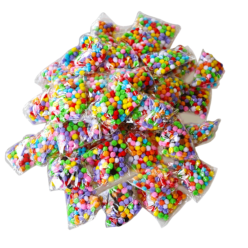 Assorted 8mm Mixed Color Soft Fluffy Pom Poms