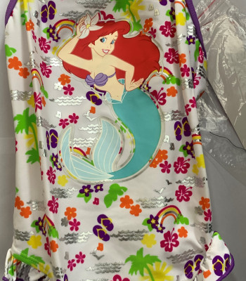 Little Mermaid Girls' Bathing Suit One Piece Disney Swimsuit- White