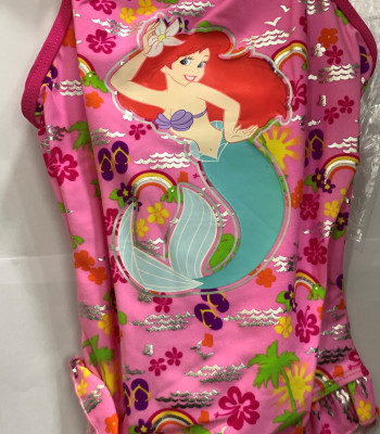 Little Mermaid Girls' Bathing Suit One Piece Disney Swimsuit- Pink