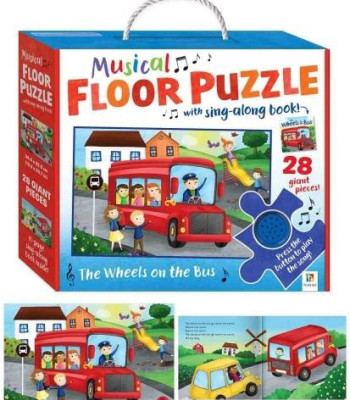 The Wheels On The Bus: 28 Piece Musical Floor Puzzle with Sing-Along Book
