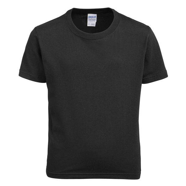 Black Gildan Kids Soft Style Unbranded Short Sleeve T-Shirt